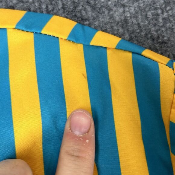 ChArmkp Men's Short Sleeve Polyester Button Up Floral Striped Shirt Size Medium - Picture 7 of 7